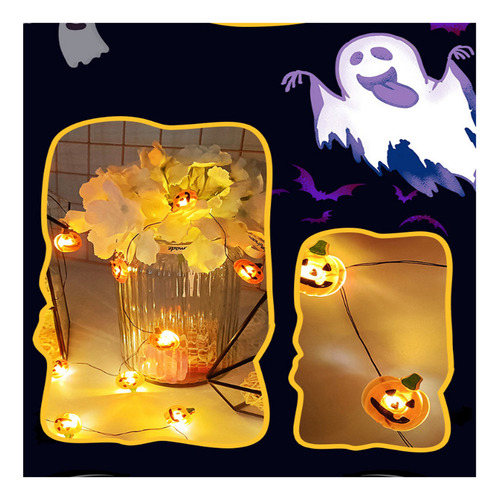 10 Decoración Calabaza De Halloween 1m Con Luz Led
