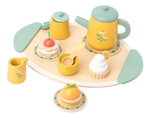Juego De Fiesta De Té De Madera, Decoración Para Casa De