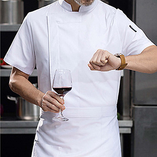 Chaqueta De Chef Ropa De Camarero Botón A Presión Top De