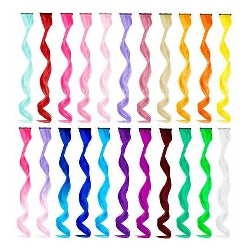 Meckily 22 Extensiones De Cabello De Colores Para Fiestas, P