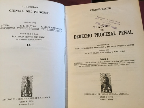 Manzini Tratado De Derecho Procesal Penal Santiago Sentìs