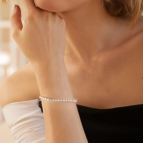 Pulseira De Tênis Esbbela Banhada A Ouro Branco 14k