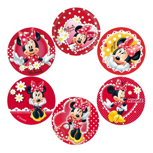 18 Obleas Comestibles 5 Cm Diámetro Minnie Roja