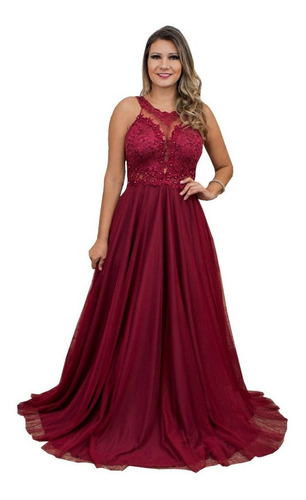 Imagem 1 de 7 de Vestido Rodado Princesa - Marsala - Madrinha Formatura