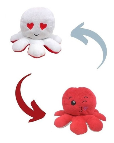 Peluche de pulpo reversible blanco y rojo de Rei Pet