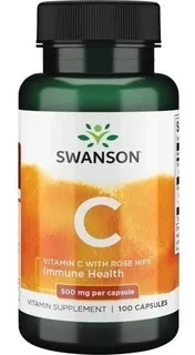 Swanson Vitamina C + Rose Hip 500mg Importada 100caps Eua