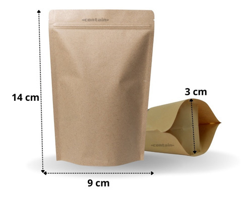 Imagen 3 de 7 de 50 Bolsa Stand Up Pouch Con Cierre Papel Kraft De 50 Grs