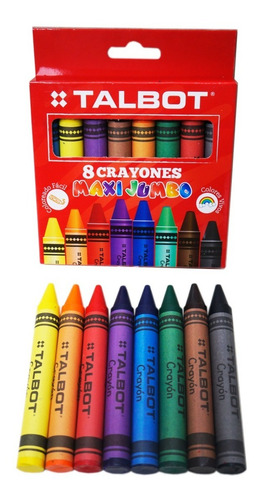 Imagen 2 de 5 de Crayones Maxi Jumbo Infantiles X8 Unidades Talbot 2768
