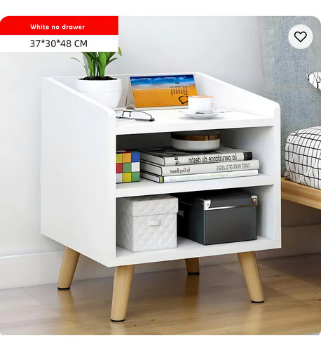 Mesa de cabeceira de 2 camadas 37* 30* 48 cm com acabamento em melamina branca