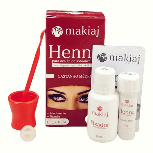 Henna Makiaj Com Fixador Completa Pincel Paquímetro Mixer