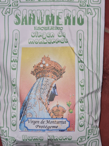 Sahumerio Virgen Monserrat. Protección Y Dinero. 
