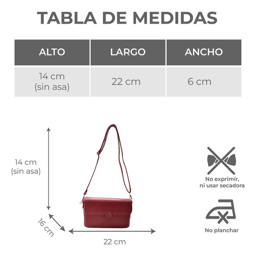 Bolsa Crossbody Color Rojo Liso Correa Desmontable