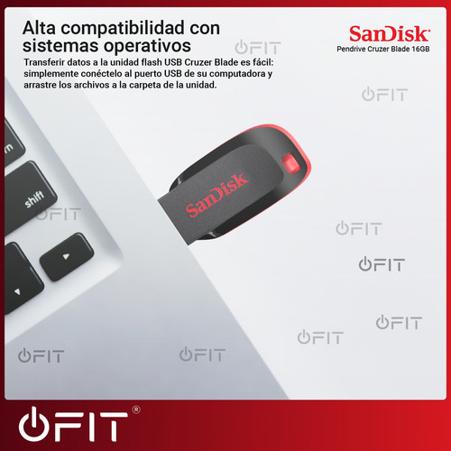 Imagen 5 de 10 de Pendrive Usb Sandisk Flash Cruzer Blade 16gb