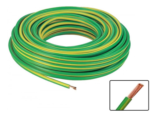 Cable Para Instalacion 1.00mm Verde/amarillo Rollo 50mts