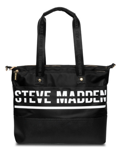 Bolsa Bgymm Steve Madden Para Dama Acabado De Los Herrajes Oro Color Negro Correa De Hombro Negro Diseño De La Tela Liso
