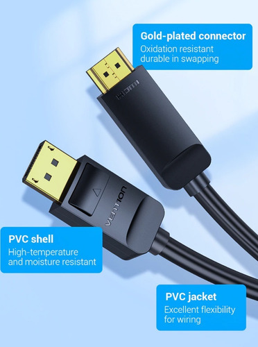 Imagem 2 de 6 de Adaptador Displayport Hdmi 2.0 4k 60hz 1080p 144hz Ativorift
