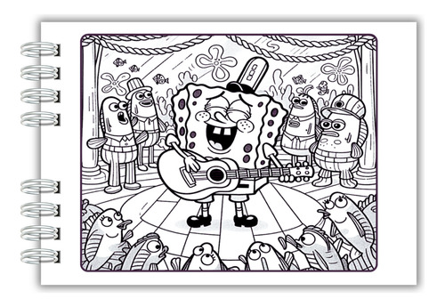Livro De Colorir Bob Esponja - 50 Páginas Desenhos Diferentes Para Pintar Com Canetinhas Marca Texto - Capa Dura De Ótima Qualidade - Acompanha Acetato