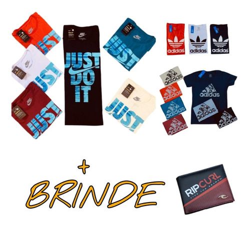 Combo 5 Camisetas Surf + 1 Carteira De Brinde Oferta 