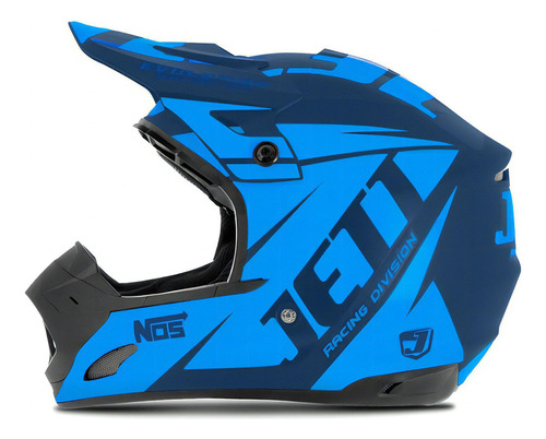 Capacete Fechado Jett Evolution Motocross Masculino Feminino Cor Azul - Azul Claro Tamanho Do Capacete 58