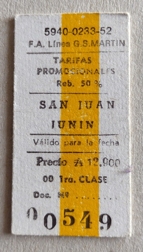Boleto De Tren De Estación San Juan A Estación Junín