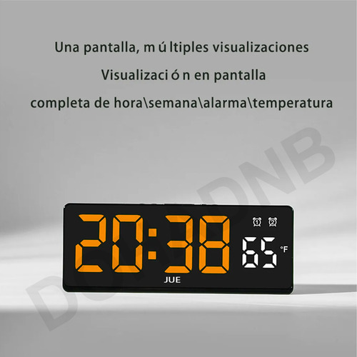 Reloj De Pared Despertador Digital Led Con Termómetro Dohadnb General Naranja