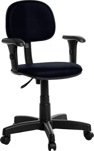Cadeira Escritório Secretaria Com Braço Rce Cor Azul-escuro Material Do Estofamento Couro Sintético