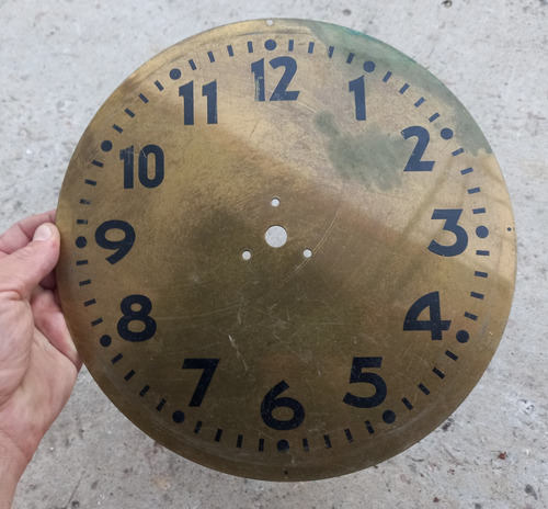 Antiguo Cuadrante De Reloj En Bronce De 27cm Diam.