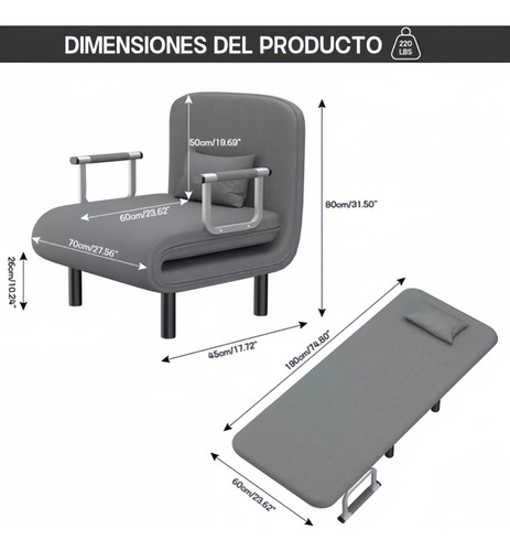 Sillón Sofa Cama Hogar Plegable Confort Reclinable/5923