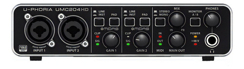 Behringer Umc-204hd U-phoria Interface 2 Entradas 4 Salid Cantidad De Entradas 2 Cantidad De Salidas 2