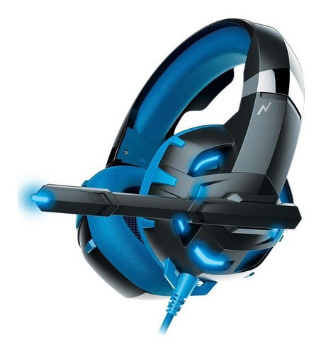 Auriculares Gamer Led Con Mic Noga St-8230 Ps4 Pc Power Bass Color Negro Color de la luz Azul
