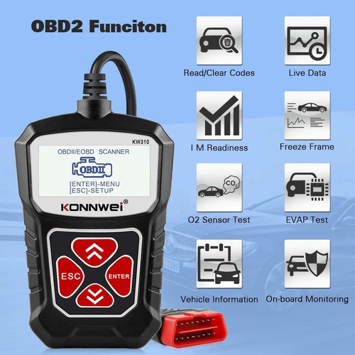Escaner De Diagnóstico Automotriz Konnwei Kw310 Con Cables