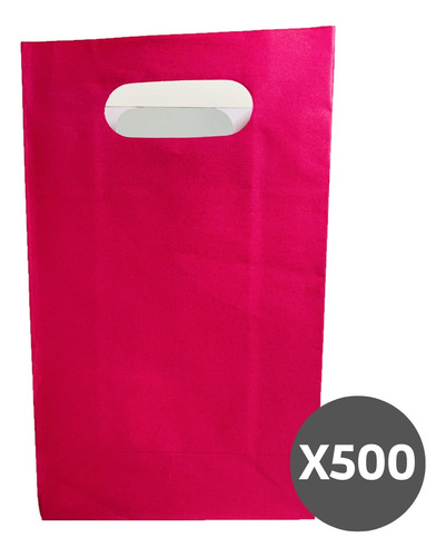 Bolsa Papel Regalo Cotillón Asa Fucsia Pack 500