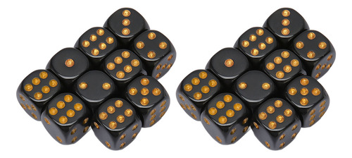 Juego De Mesa: 20 Dados Negros De 6 Caras, De Plástico, Para
