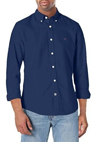 Tommy Hilfiger Mens Manga Larga Sólido Oxford En La Y5ddg