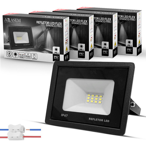 Kit 4 Mini Holofote Arasem Super Led Refletor 30w À Prova D'água Ip67 127/220V Branco Frio 6500k