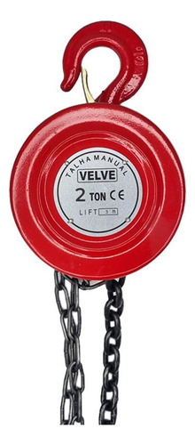 Talha Manual 2 Toneladas Com Corrente De 3 Metros TM2T3 Velve