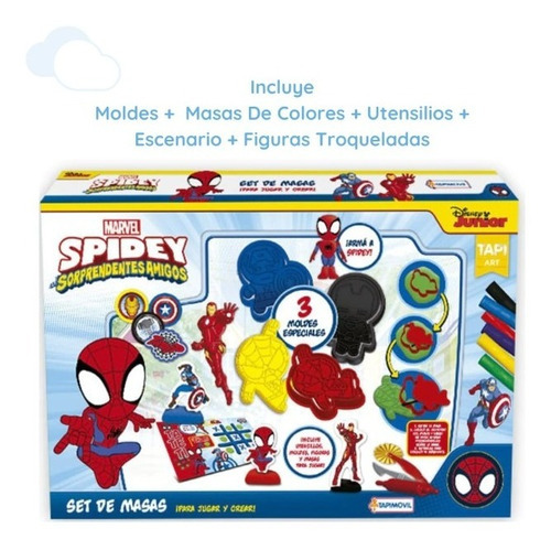 Imagen 2 de 5 de Set De Arte C/masas Accesorios Spiderman Hombre Araña Spidey Color Multicolor