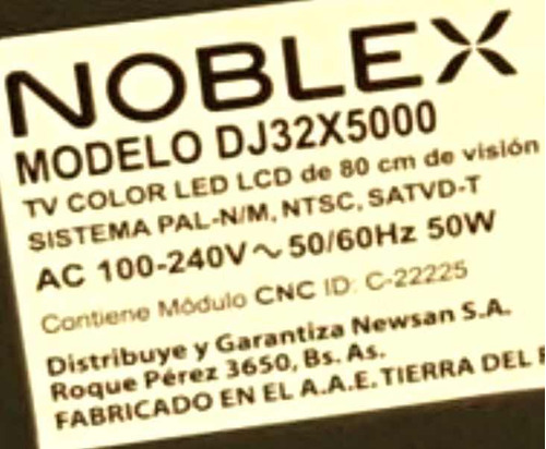 Tv Noblex Modelo Dj32x5000 Tv Color Led Lcd De 80 Cm De Visi