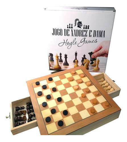 Jogo De Xadrez E Dama Jogo Com Tabuleiro E Peças Em Madeira Com Gaveta grande Oficial 39x39 Profissional Escolar Educativo Jogos De Raciocíniotop Hoyle