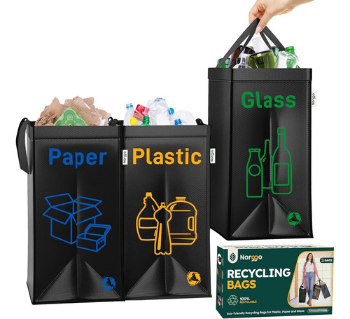 Paquete De 3 Bolsas De Reciclaje, 40l - Cubos De Reciclaje P