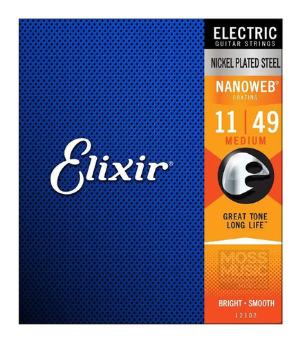 Encordoamento Guitarra Elixir 011-049 Nanoweb 12102 Lacrado