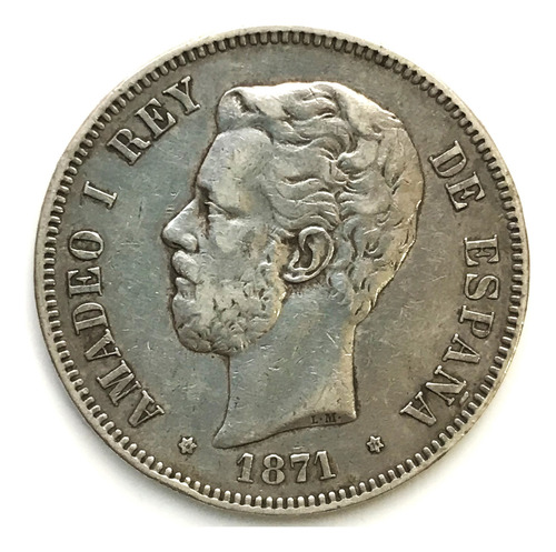 * España. 5 Pesetas De Plata 900. Año 1871 (74) (Usado)
