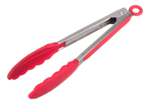 Pegador Inox C/ Ponta Em Silicone Vermelho 23cm