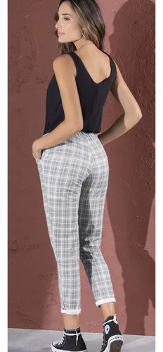Pantalón Para Mujer Bicolor Cuadros Rutta