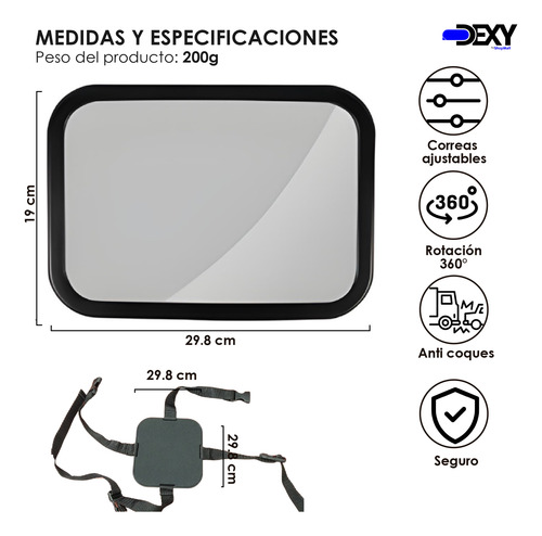 Espejo Retrovisor Para Bebé Gran Angular 360° Espejo Coche