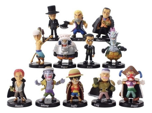Kit 12 Bonecos Action Figure One Piece Luffy Kuro Enel Krieg