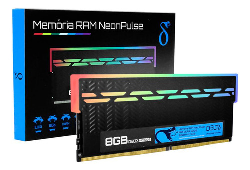 Memória Ram Pc Gamer Rgb Neon Pulse Intel Ddr4 8gb 3200mhz