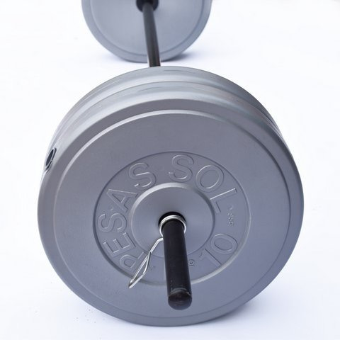 Imagen 2 de 8 de Set Barra Para Pesas Con 40 Kg En Discos Pesas Sol
