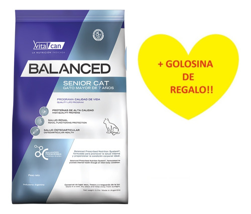 Alimento Vitalcan Balanced Gato Senior 7.5k + Regalo