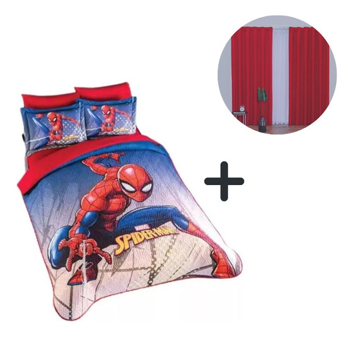 Edredón Spider-man In The City Mat/ Ind C/ Cortinas Concord
